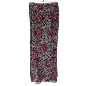 Princess Polly Skirt Brown Pink Maxi Back Slit Leopard Floral Women's Size 4